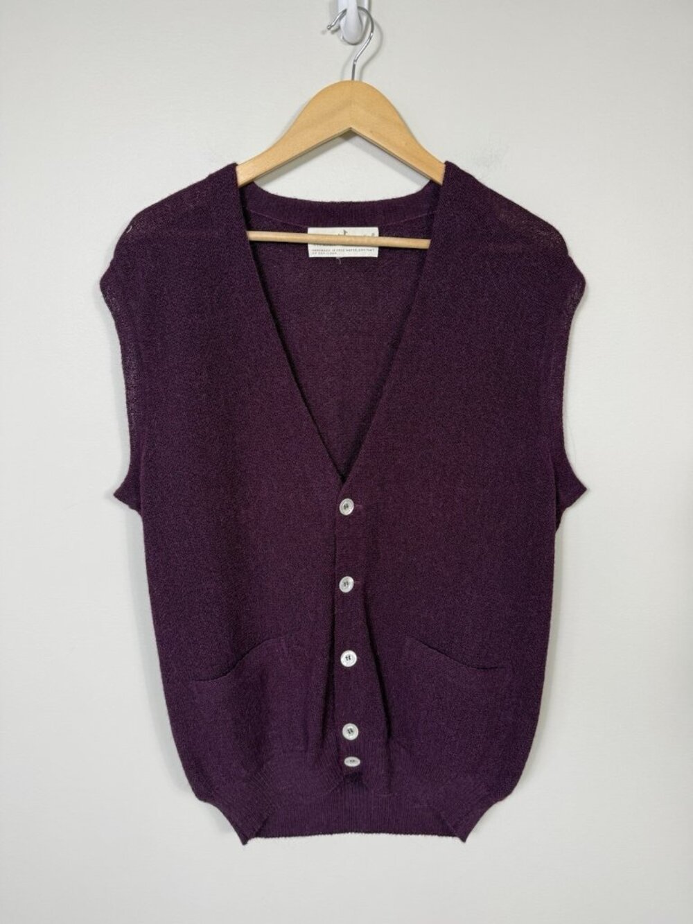 VTG Peruvian Connection 100% Alpaca Knit Vest Men L Handmade Peru Maroon Grandpa